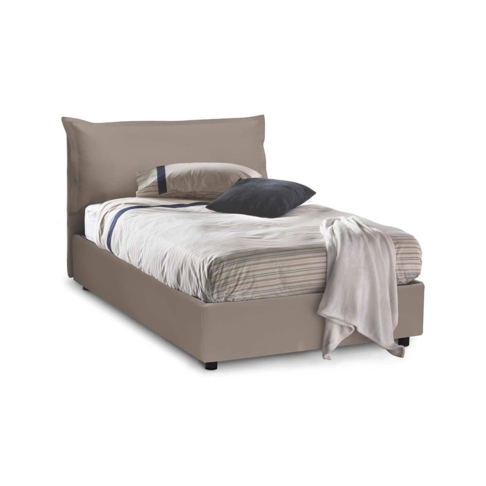 Lit une place et demie Aconit, avec matelas inclus, gris tourterelle