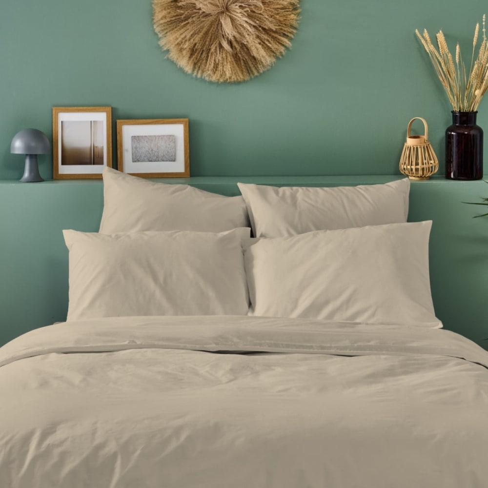 Taie d'oreiller unie en percale de coton lin 50x75cm