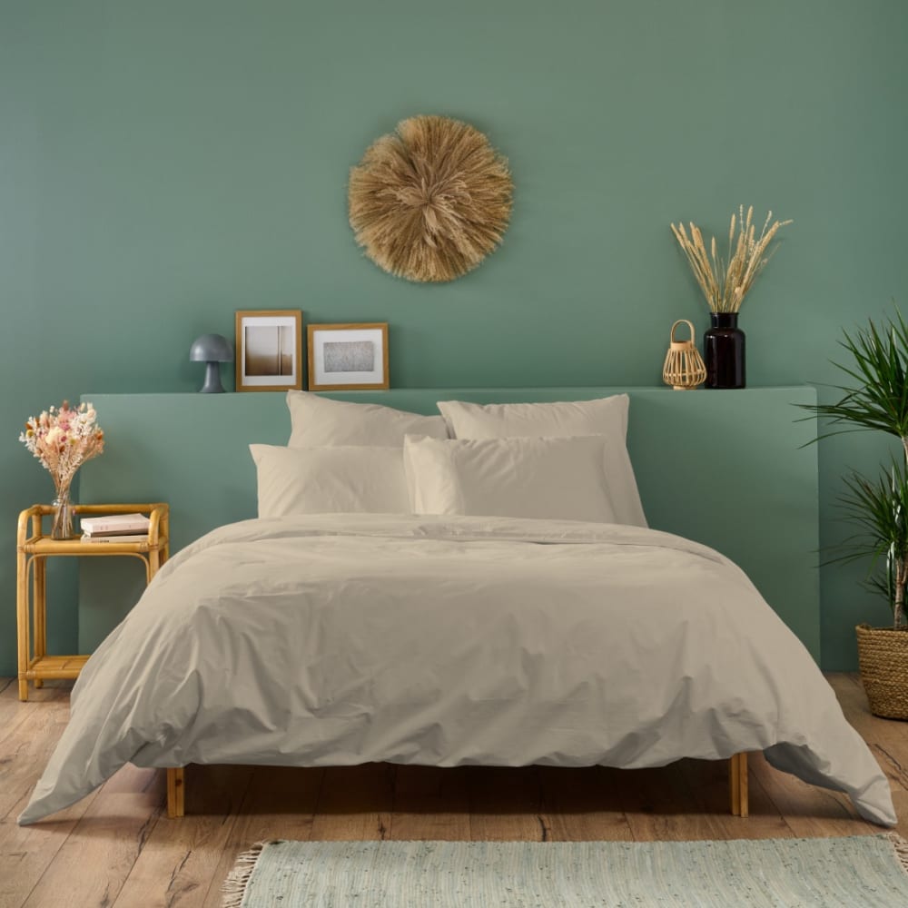 Parure de lit 2 personnes coton percale lin 240x260cm