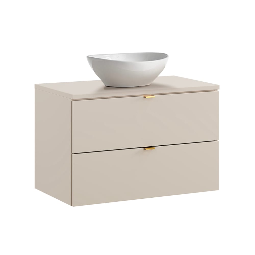 Meuble simple vasque 80cm panneaux mélaminé et mdf beige