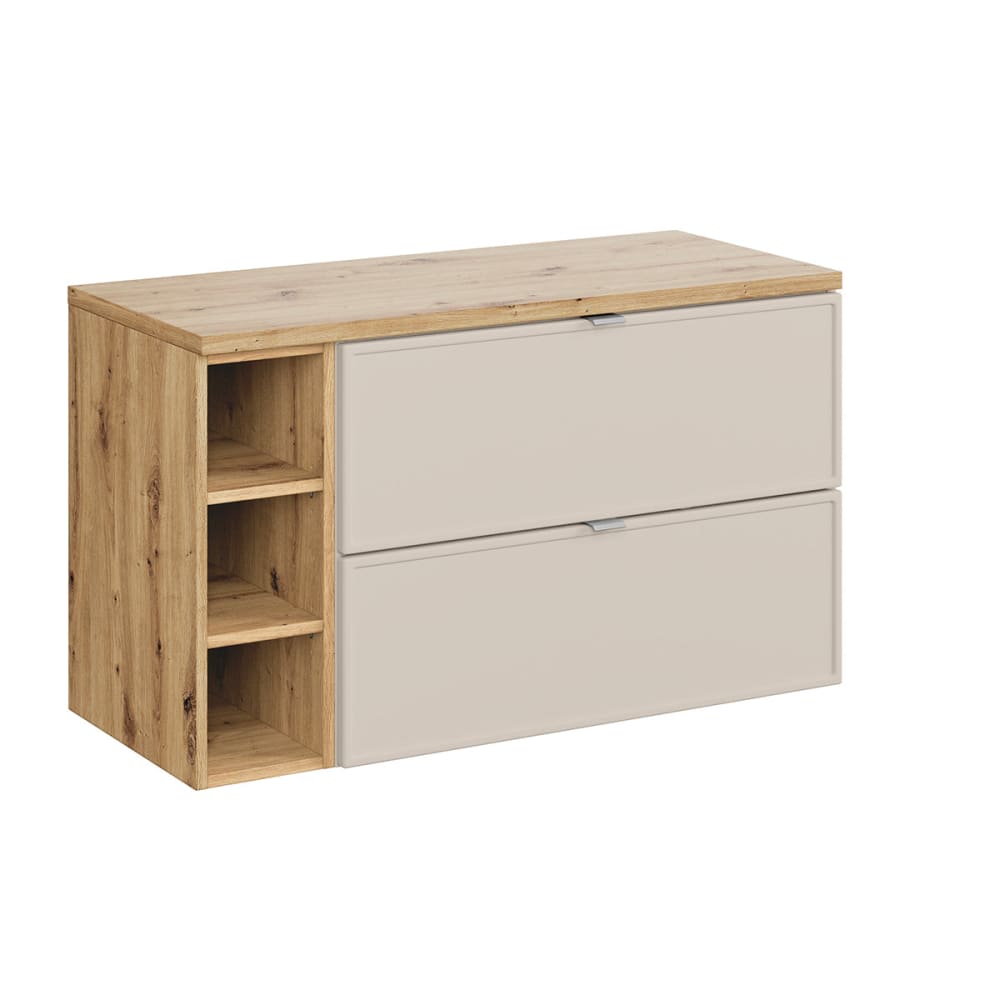 Meuble sous-vasque 100cm 3 niches panneaux mélaminé et mdf beige