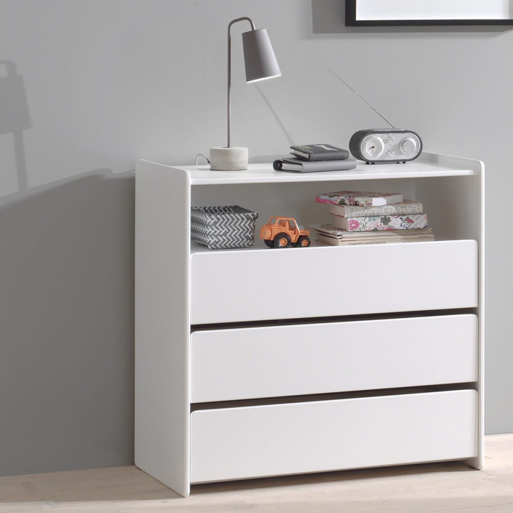 BODHI WHITE - Commode 3 Tiroirs et Niche Blanche