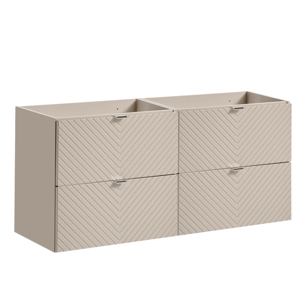 Meuble sous-vasque 120cm 4 tiroirs panneaux mélaminé et mdf beige
