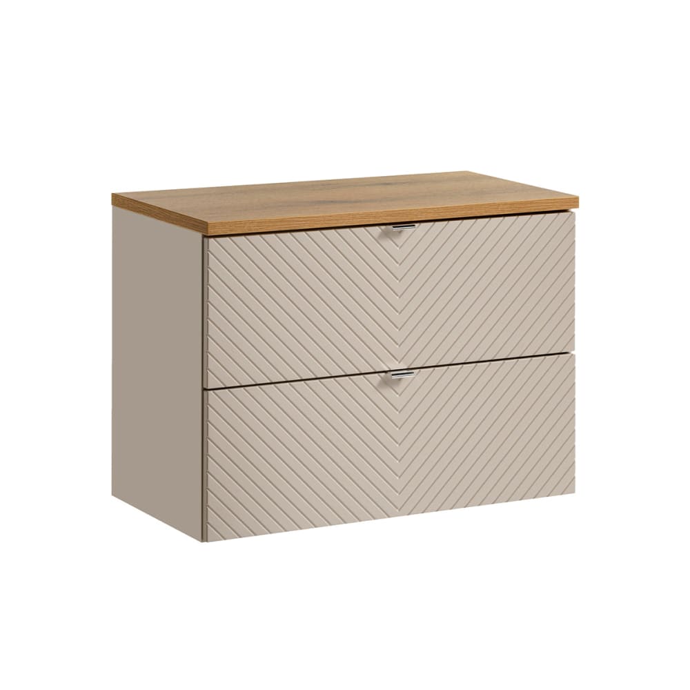 Meuble sous-vasque 80cm 2 tiroirs plan de toilette Manoa Cachemire et Bois