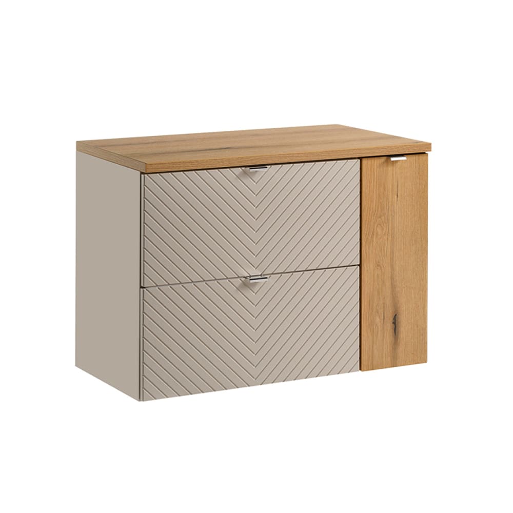 Meuble sous-vasque 80cm 2 tiroirs 1 porte Manoa Cachemire et bois