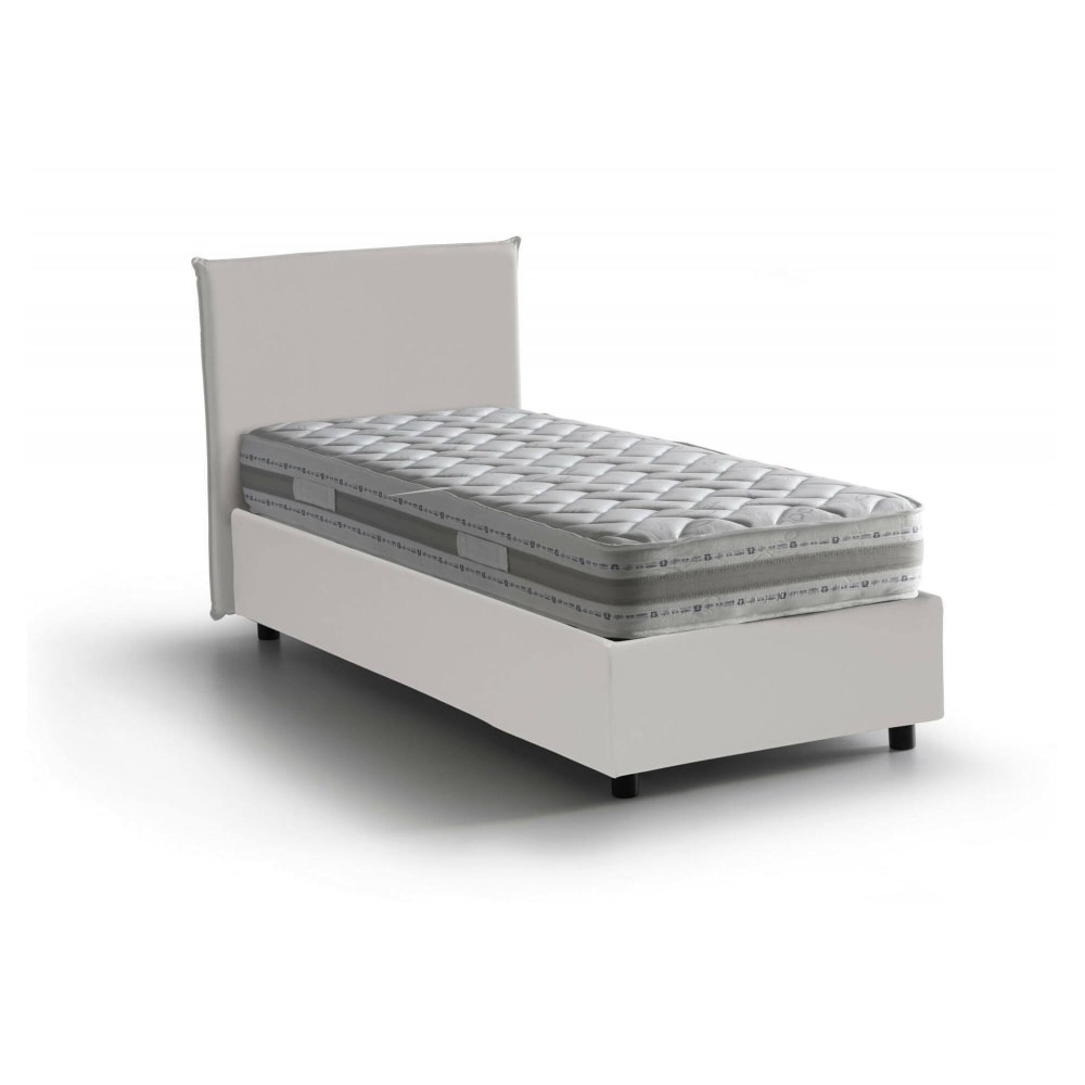 Lit simple en simili cuir blanc 80x190 cm