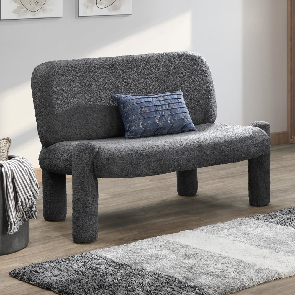 Danita - Canapé 2 Places Design Effet Peau De Mouton Anthracite