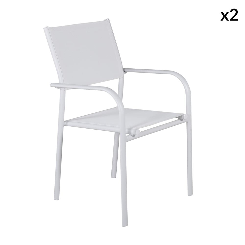 Chaise ebuy24 H. 89 cm empilable non pliable en bois exterieur blanc
