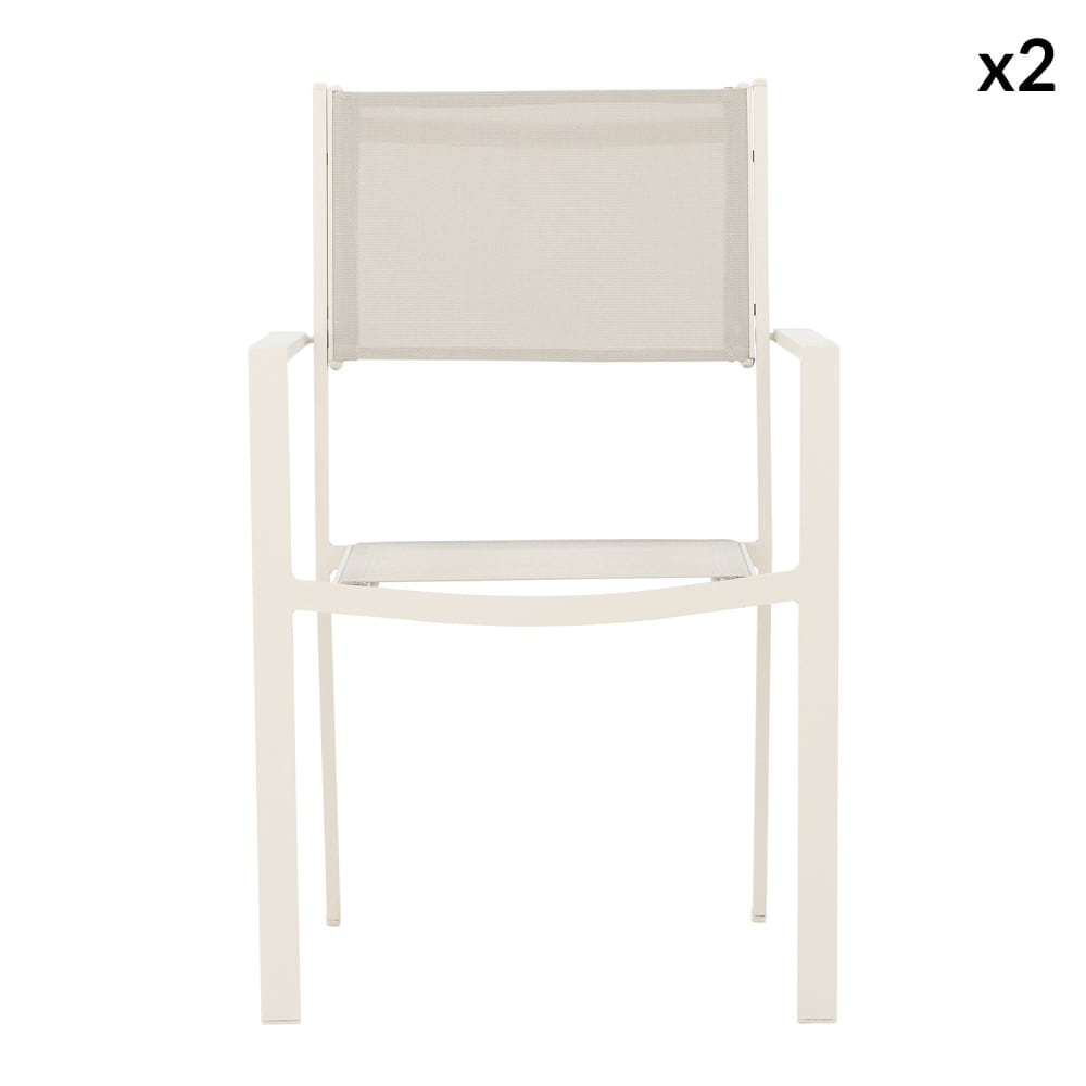 Copacabana - Lot de 2 chaises de jardin en aluminium - Beige