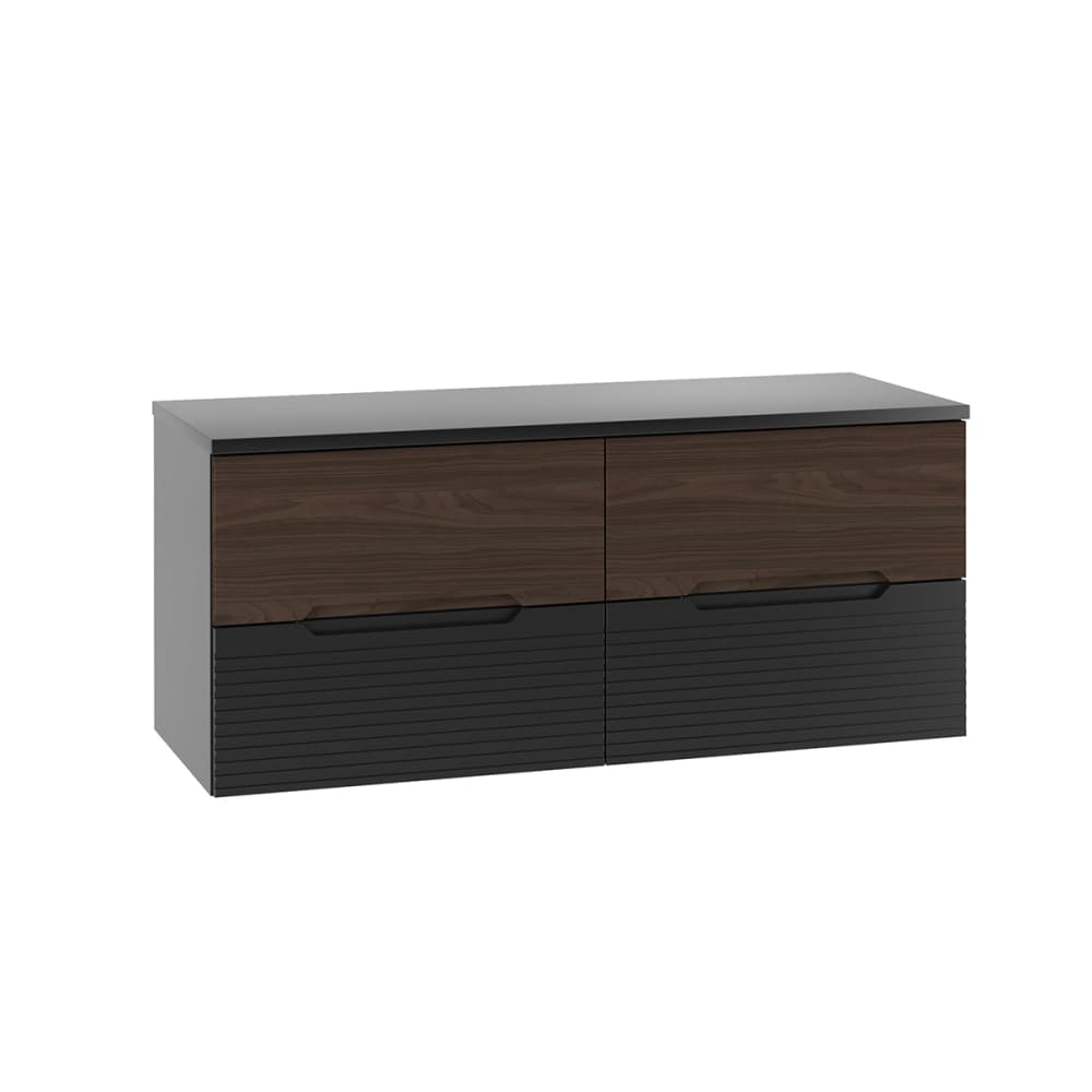 Meuble sous-vasque 120cm plan de toilette Sylla Noir et bois