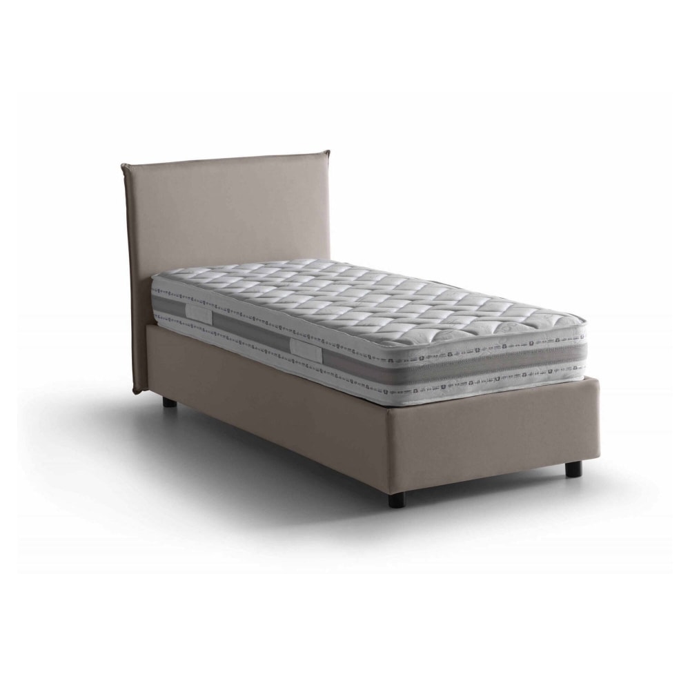 Lit Simple Aquilla, Matelas Inclus Gris Taupe