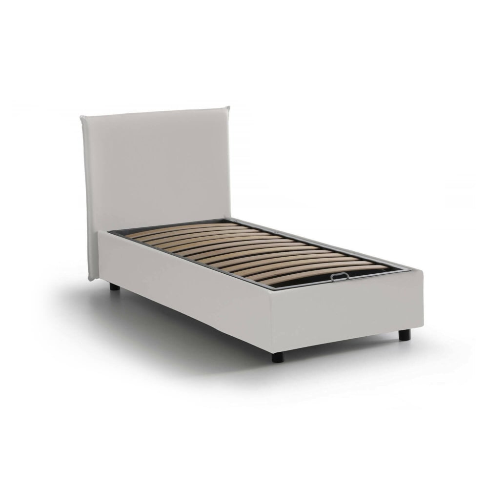 Lit simple en tissu blanc 80x200 cm