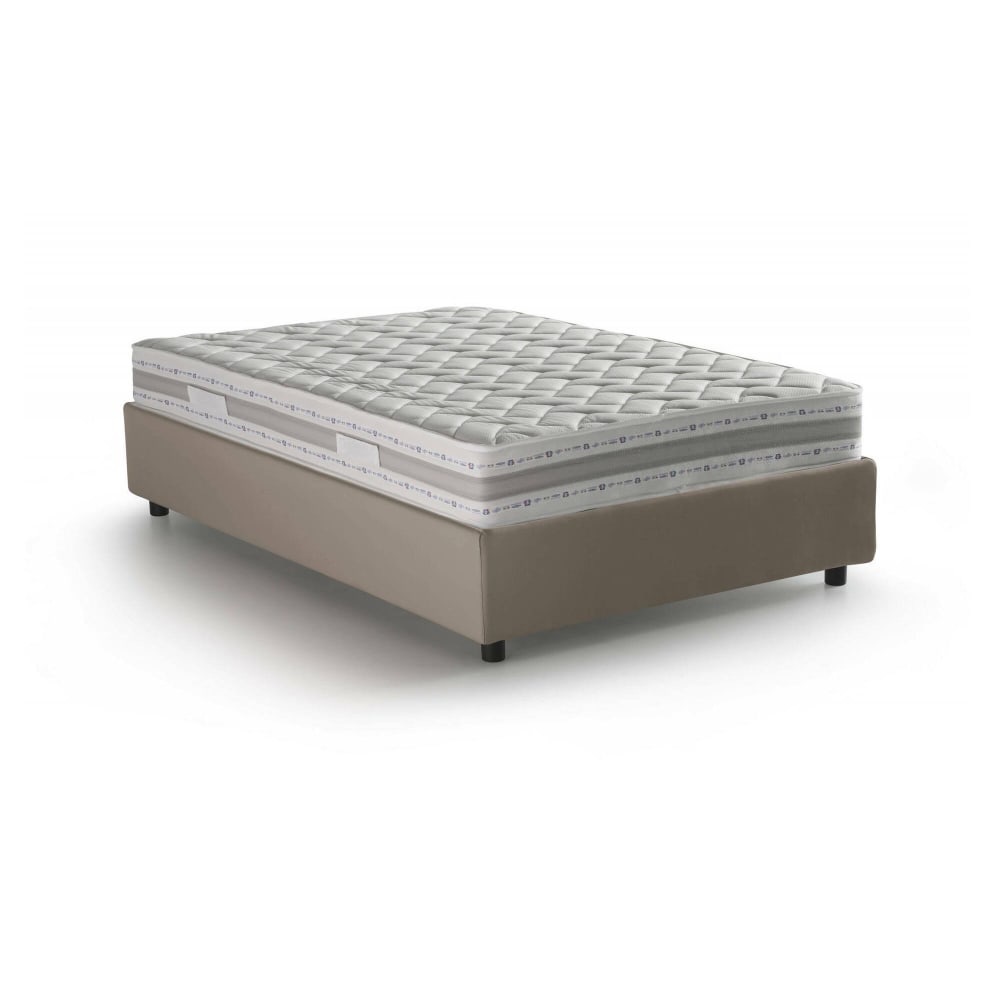 Lit une place et demie Arnoldi, Matelas Inclus Gris Taupe
