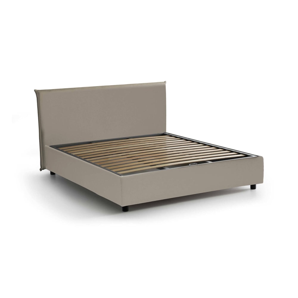 Lit double en similcuir tourterelle 160x190 cm