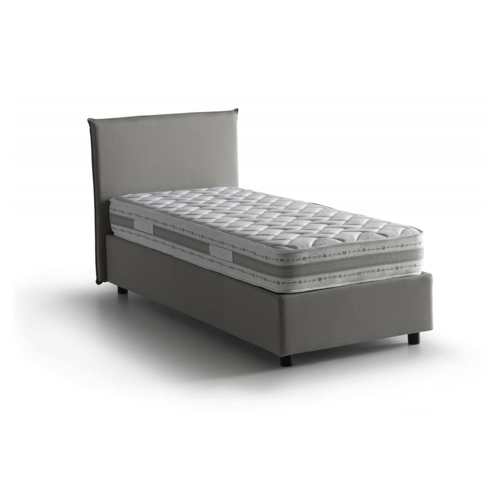 Lit Simple Aquilla, Matelas Inclus Gris