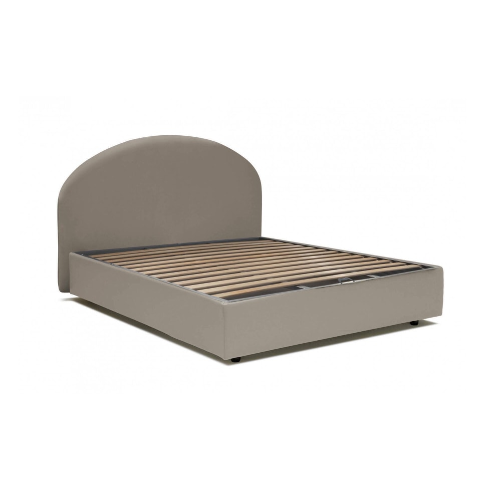Lit double en similcuir tourterelle 160x190 cm