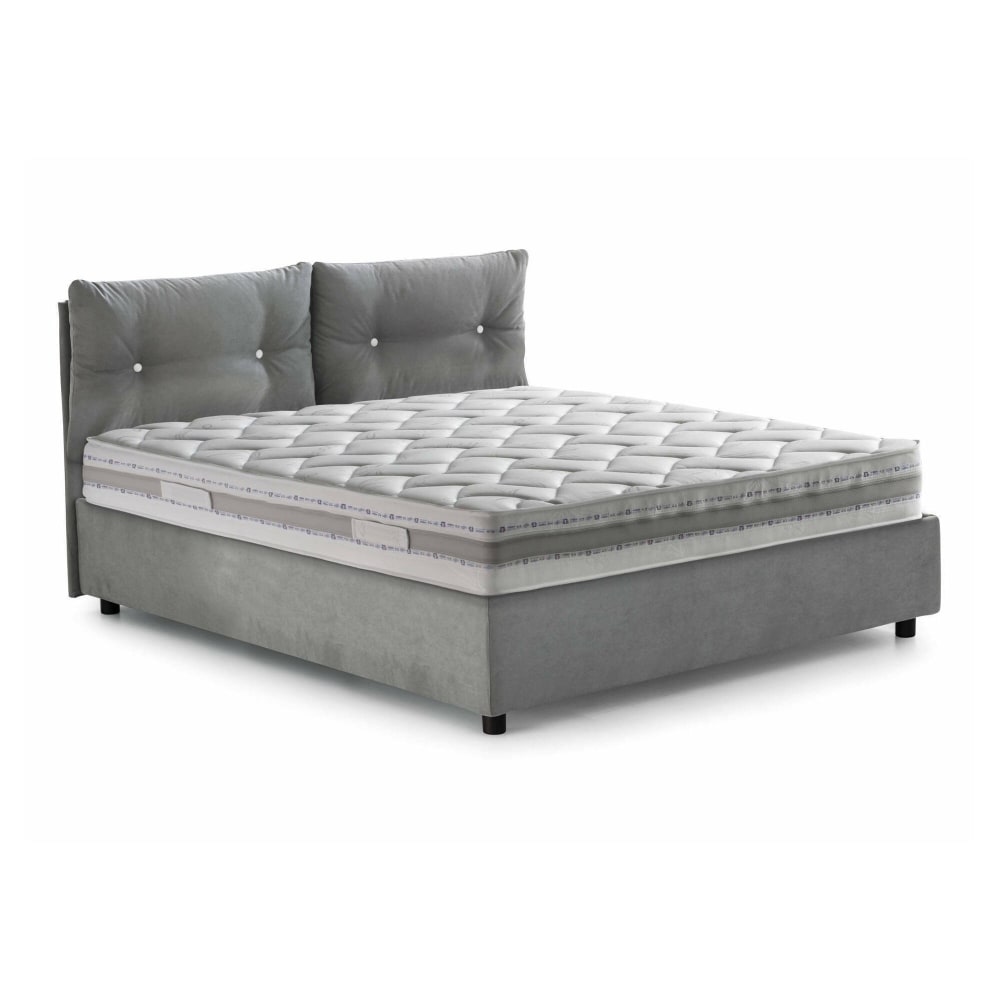 Lit Double Calcite, Matelas Inclus Gris