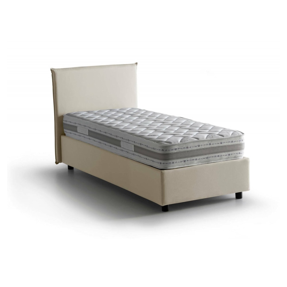Lit simple Aquilla, Matelas Inclus Beige