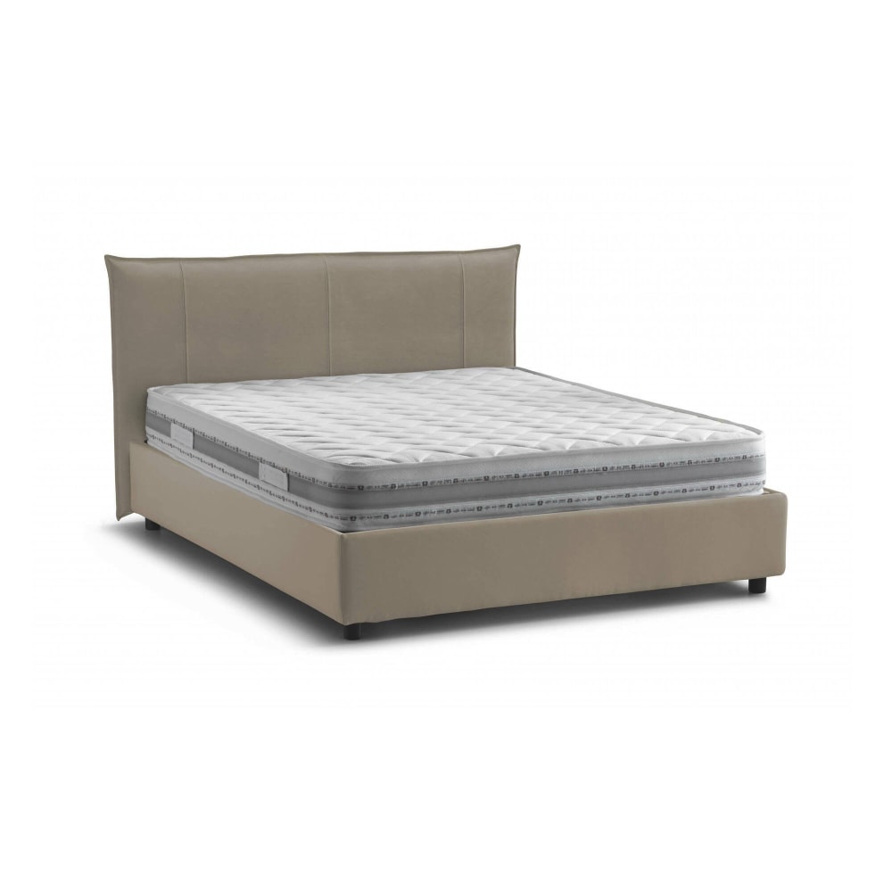 Lit double Almond, Matelas inclus, gris taupe