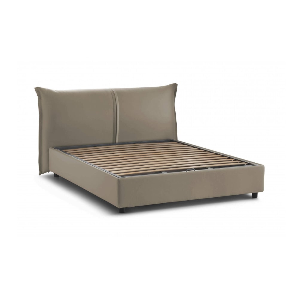 Lit double en tissu tourterelle 160x200 cm