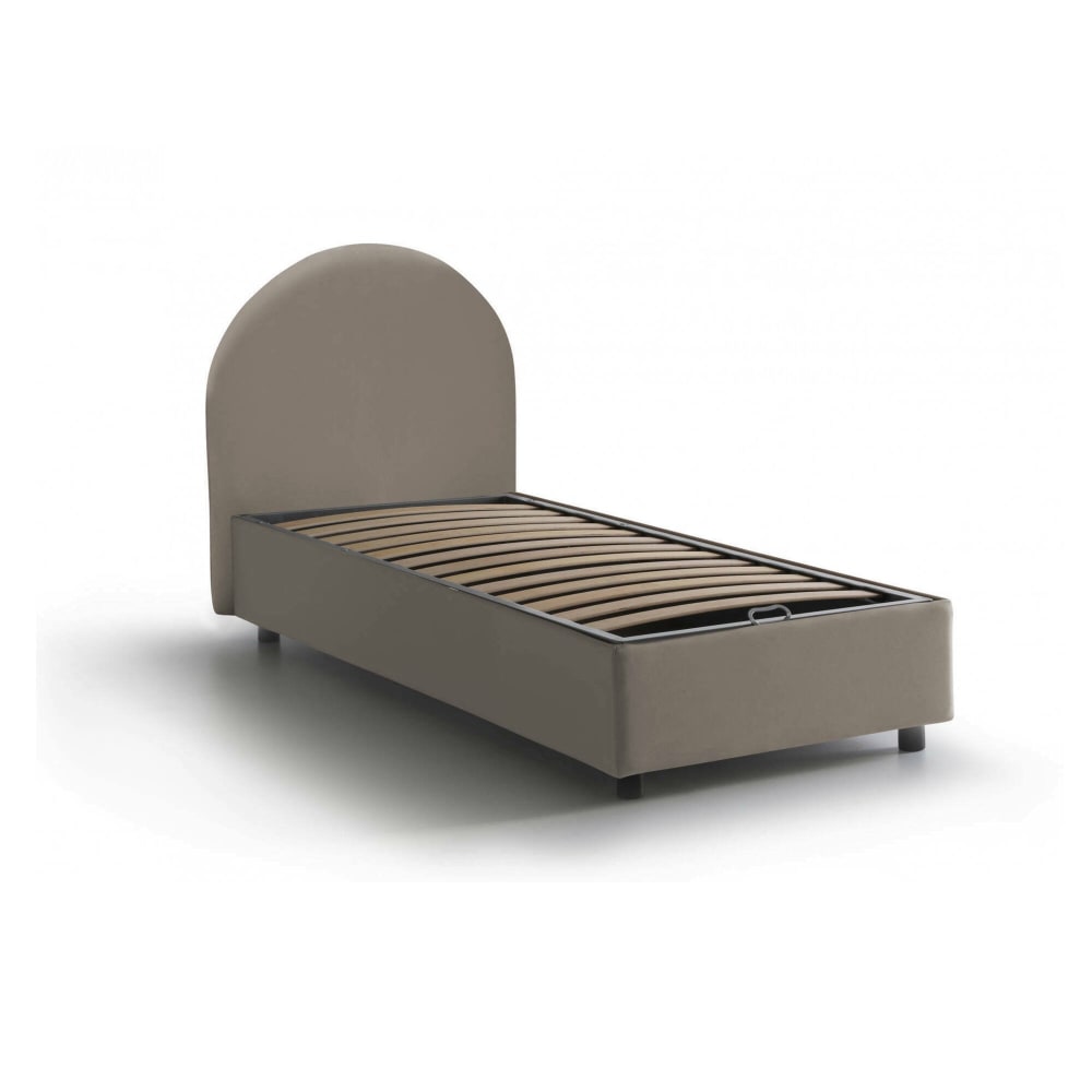 Lit Simple Fedra, avec Rangement Gris Taupe