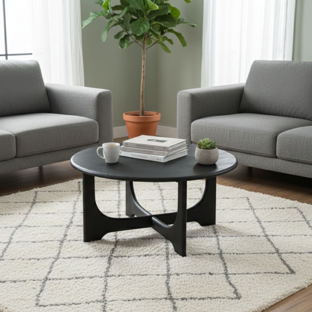 BECKETT - Table Basse en Acacia Massif Vernis teinté Noir