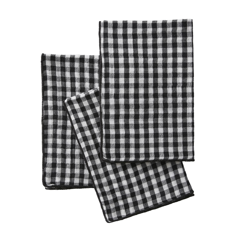 Lot De 3 Serviettes 40x40 Cm Gaze De Coton Quadri Truffe
