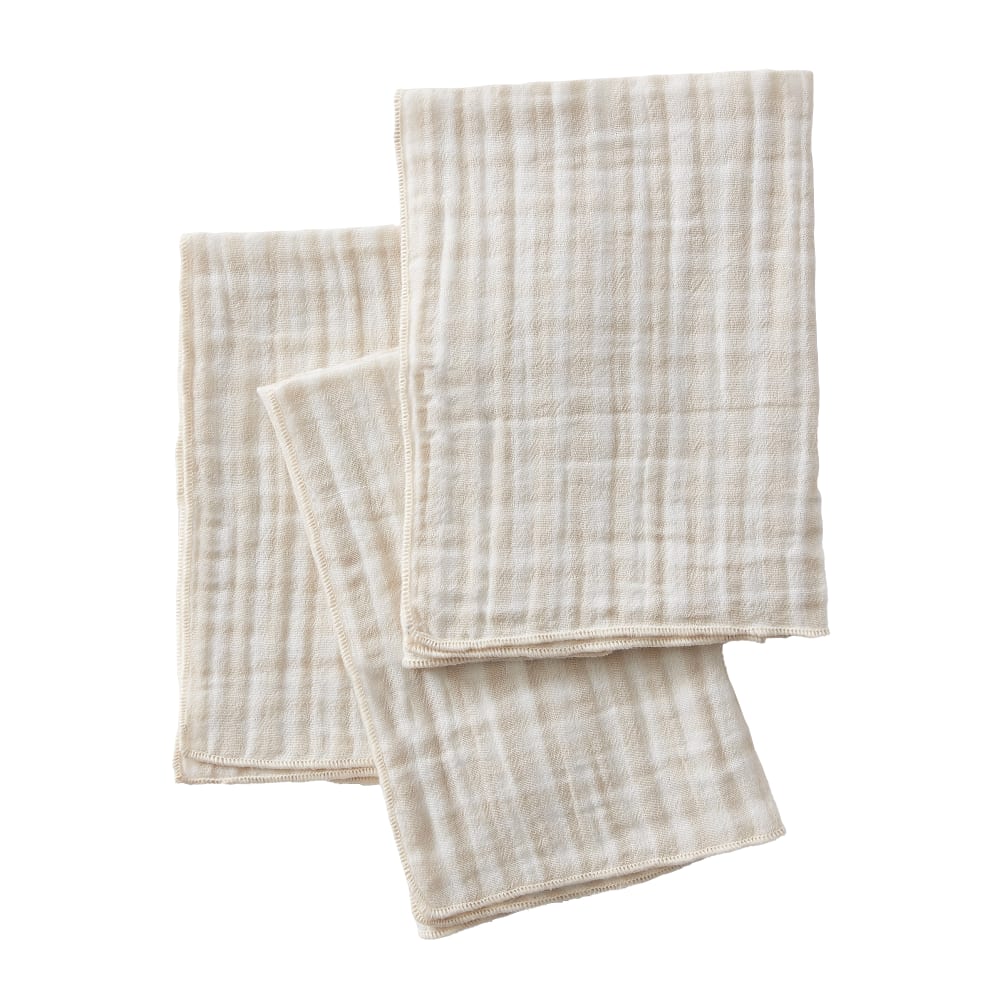Lot De 3 Serviettes 40x40 Cm Gaze De Coton Quadri Naturel