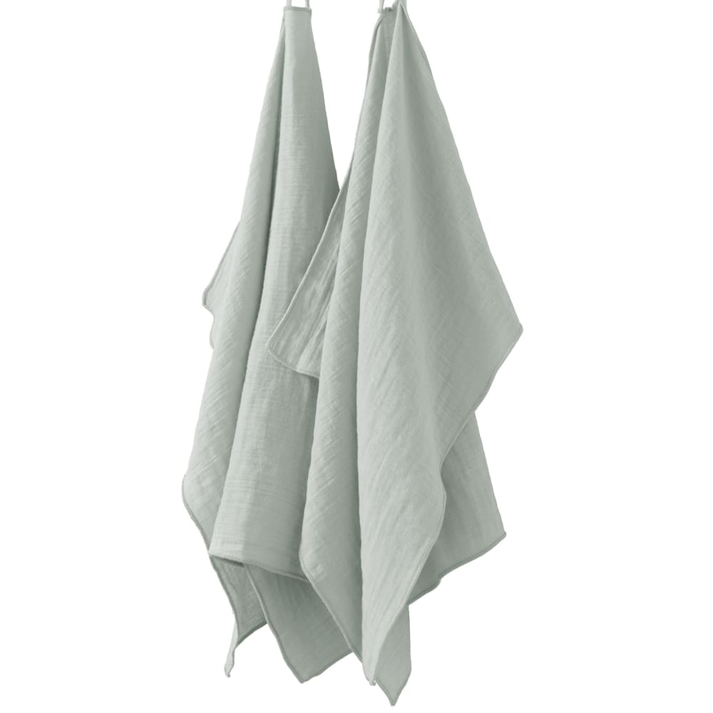 Lot De 2 Essuie-mains 50x70 Cm Gaze De Coton Eucalyptus