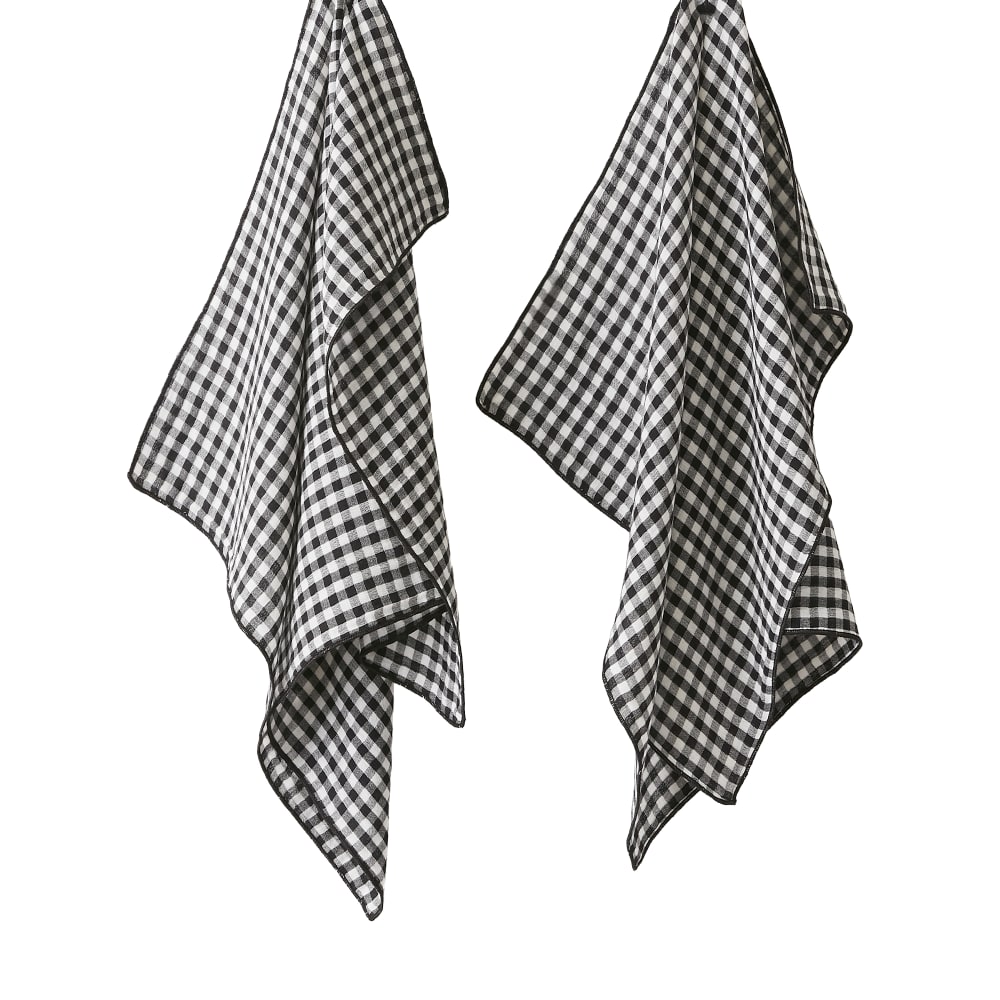Lot De 2 Essuie-mains 50x70 Cm Gaze De Coton Quadri Truffe