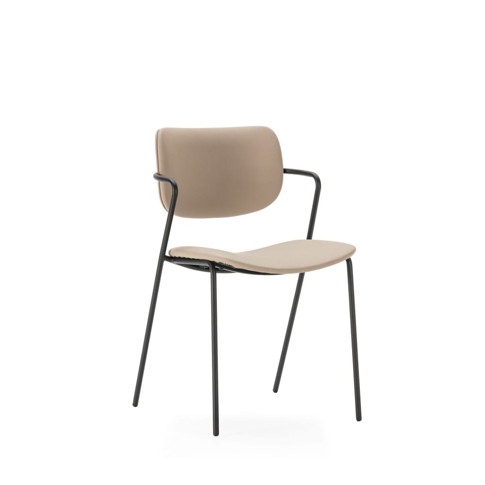 Velura - Lot de 2 chaises en simili cuir et métal - Beige
