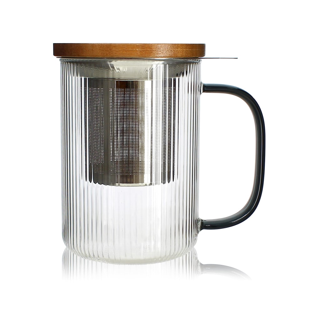 Tisanière En Verre Et Anse Graphite 475ml Karl - Ogo Living