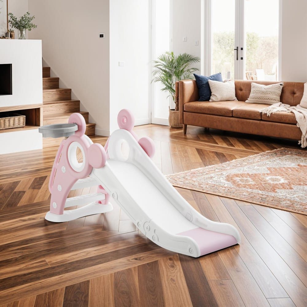 Toboggan Pliable Pour Enfants Avec Panier De Basket Rose Vif