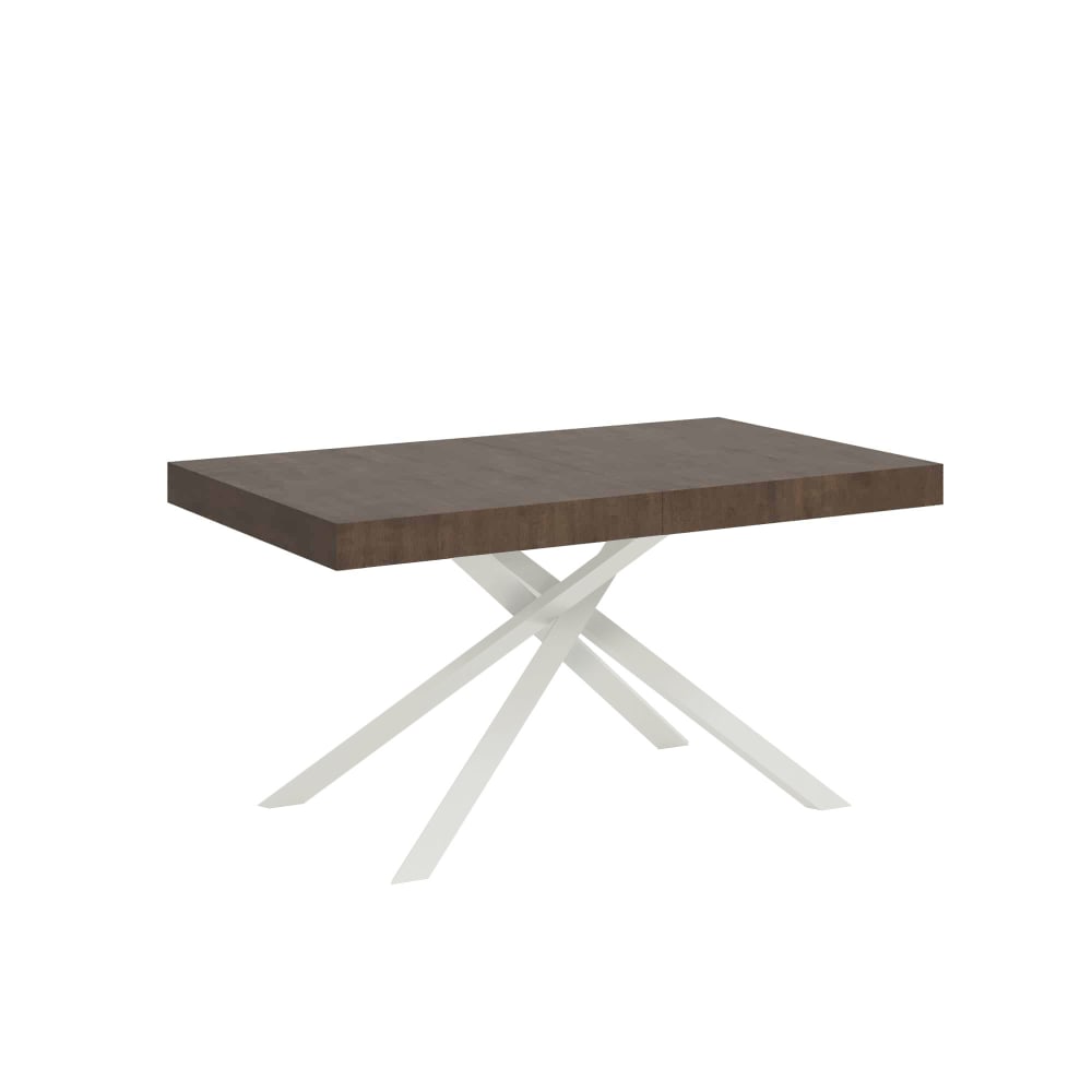 Table Extensible 140/224x80 Cm Karida Noyer Pieds Blancs