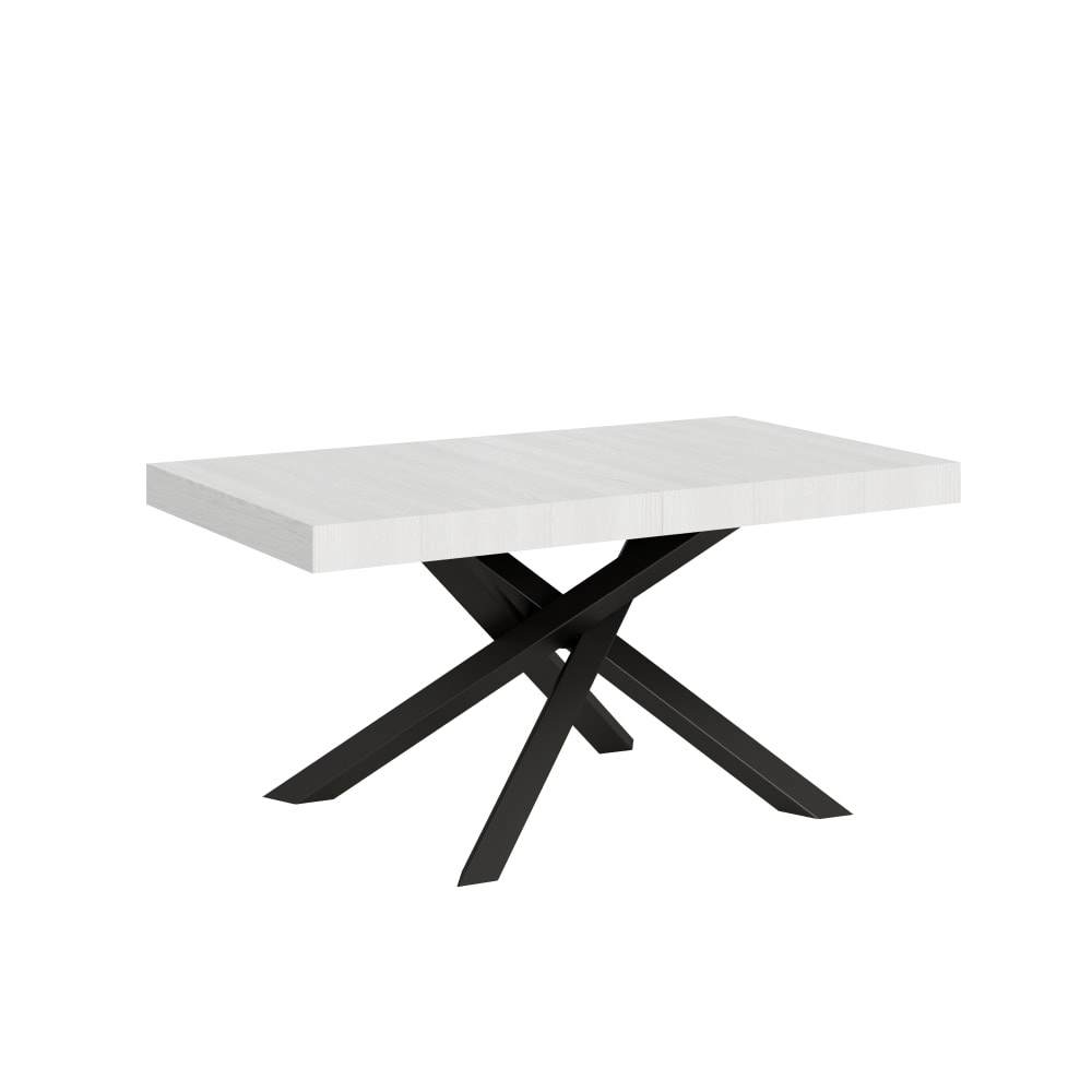 Table Extensible 90x160/420 Cm Volantis Frêne Blanc Structure Anthracite