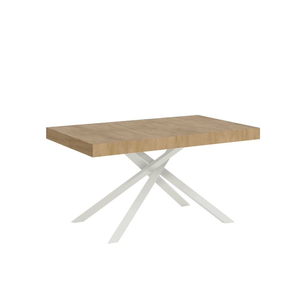 Table Extensible 140/224x80 Cm Karida Chêne Nature Pieds Blancs