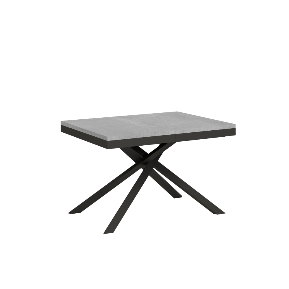 Table Extensible 120/380x90 Cm Karida Evolution Gris Béton Cadre Et Pieds Anthracite