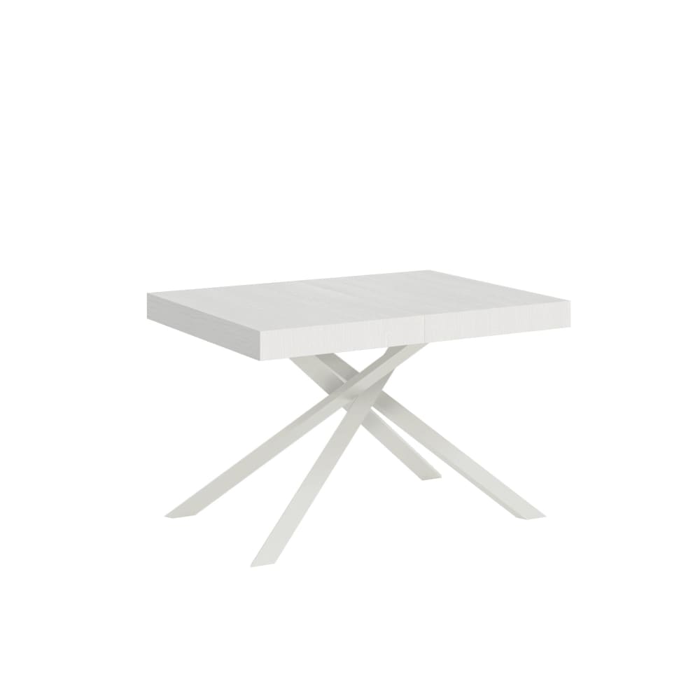 Table Extensible 130/390x90 Cm Karida Frêne Blanc Pieds Blancs