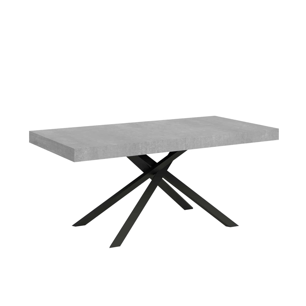 Table Extensible 200/304x90 Cm Karida Effet Gris Béton Pieds Anthracite