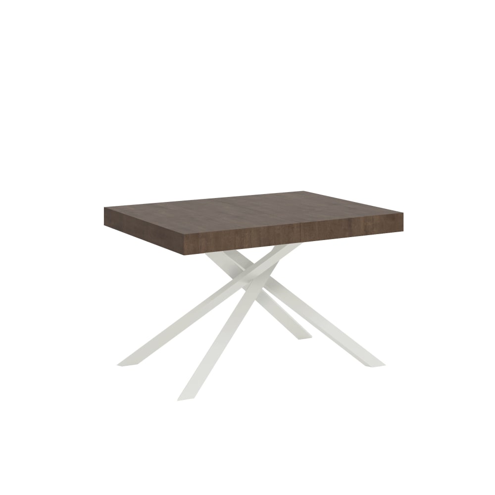Table Extensible 130/390x90 Cm Karida Noyer Pieds Blancs