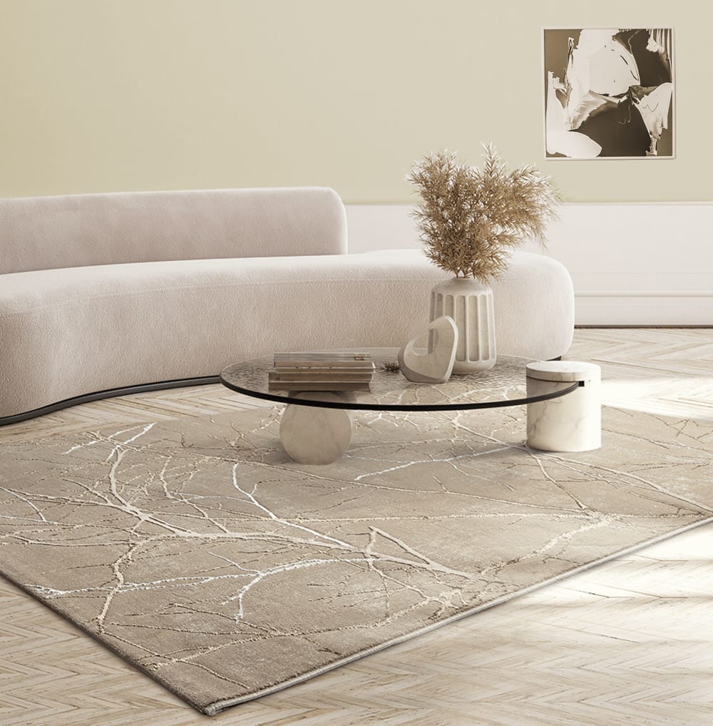 Tapis poils courts nœuds salon moderne, beige, 160 x 230 cm