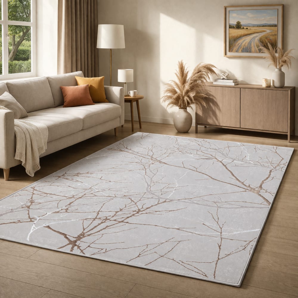 Tapis poils courts nœuds salon moderne, gris, 120 x 170 cm