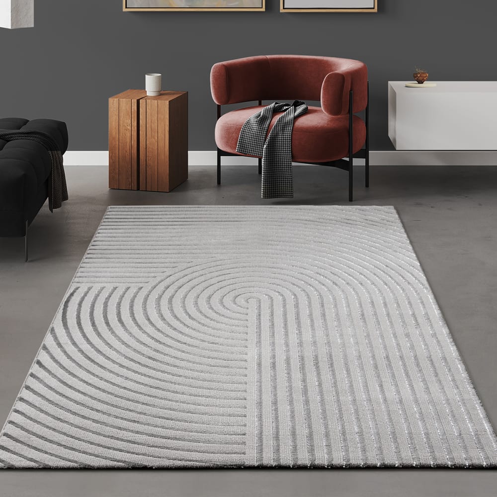 Tapis Knight 3D moderne brillants, Gris, 160 x 230 cm