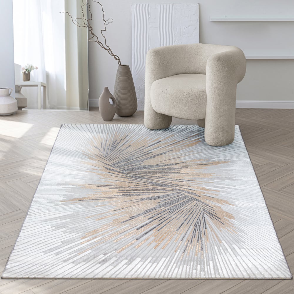 Tapis Mila brillant, abstrait design, Gris, 140 x 200 cm