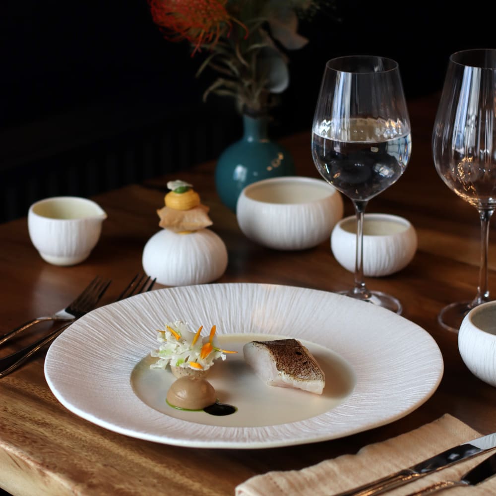 Lot De 6 Assiettes Plates En Porcelaine Beige Et Blanc 31cm Urus - Ogo Living
