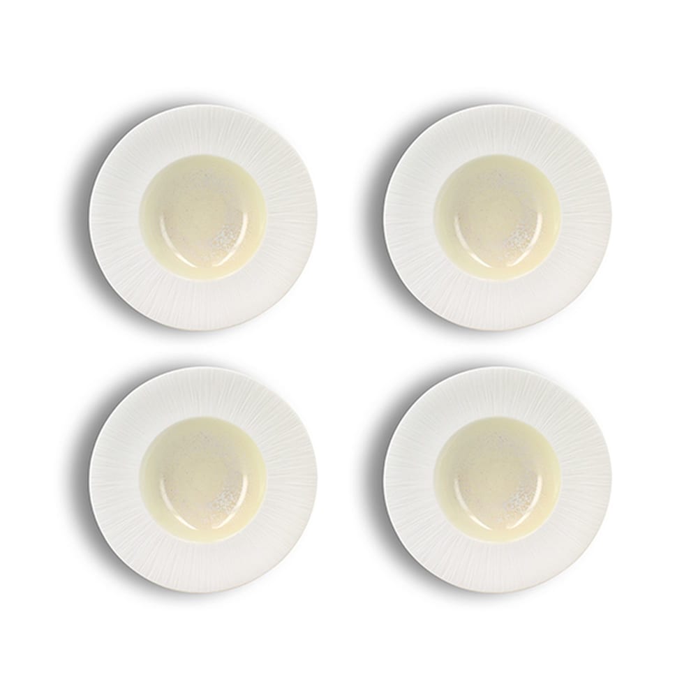 Lot De 4 Assiettes Gourmet En Porcelaine Beige Et Blanc 23cm Urus - Ogo Living