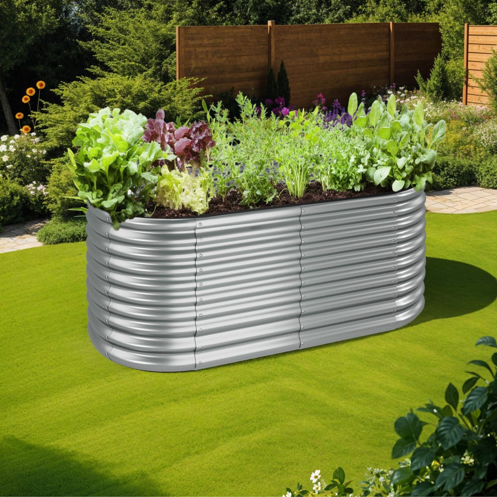Carré Potager, Acier Galvanisé, Résistant Aux Intempéries, Argent