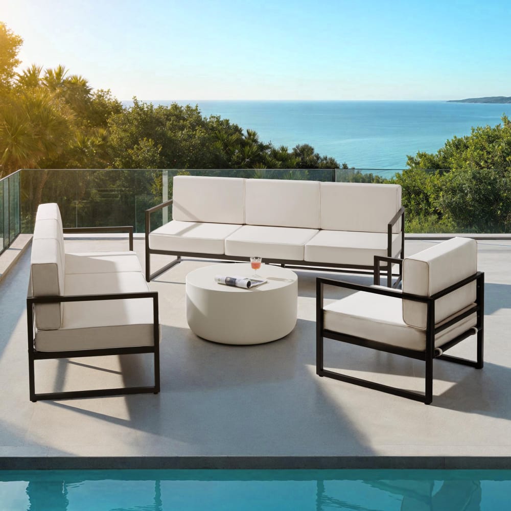 Salon De Jardin 7 Personnes Avec Rembourrage Xxl Brun