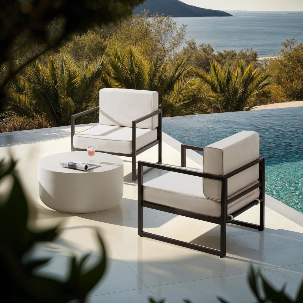 Fauteuil de jardin épaisseur du coussin de l'assise 14 cm marron/beige