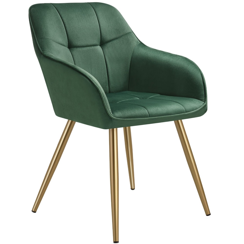 Chaise De Salle À Manger Avec Aspect Velours Capitonné Vert/doré